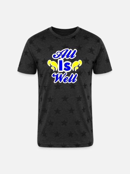 All Is Well - Unisex Adult Star Printed T-Shirt - charcoal star 