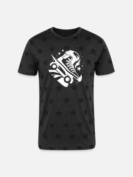 Roller Skates Graphic - Unisex Adult Star Printed T-Shirt - charcoal star