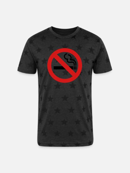 No Smoking - Unisex Adult Star Printed T-Shirt - charcoal star