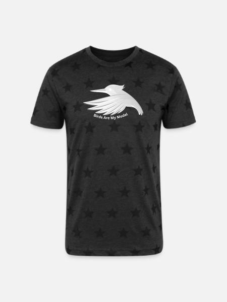 Birds_Are_My_Model - Unisex Adult Star Printed T-Shirt - charcoal star