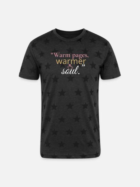 Warm Pages, Warmer Soul - Unisex Adult Star Printed T-Shirt - charcoal star