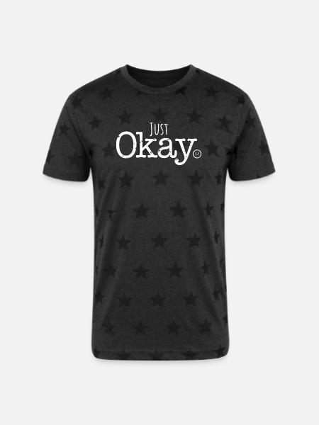 Just Okay - Unisex Adult Star Printed T-Shirt - charcoal star
