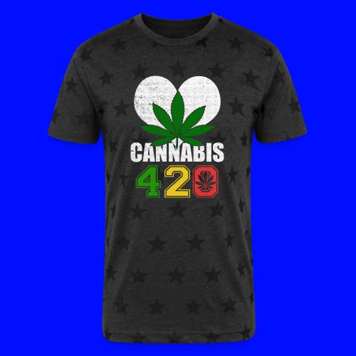 Sidesplitting 420 Love Herb Weed Marijuana Design - Unisex Adult Star Printed T-Shirt