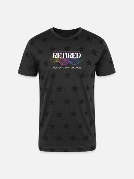 Unique Retirement Gift - Unisex Adult Star Printed T-Shirt - charcoal star