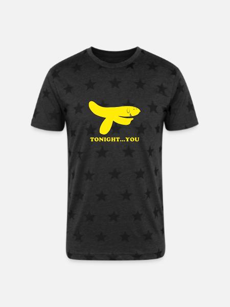 Hand Banana - Unisex Adult Star Printed T-Shirt - charcoal star