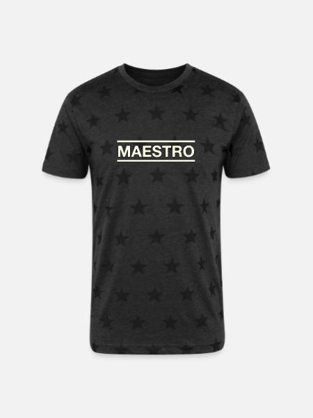 Maestro - Unisex Adult Star Printed T-Shirt - charcoal star