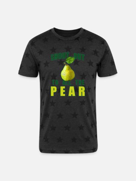 Shout Out To All The Pear - Unisex Adult Star Printed T-Shirt - charcoal star 