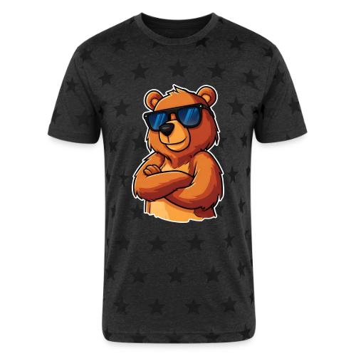 Cool Bear Sunglasses Cartoon Design - Unisex Adult Star Printed T-Shirt