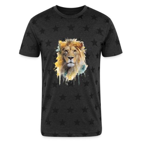 Watercolor Lion Portrait - Unisex Adult Star Printed T-Shirt