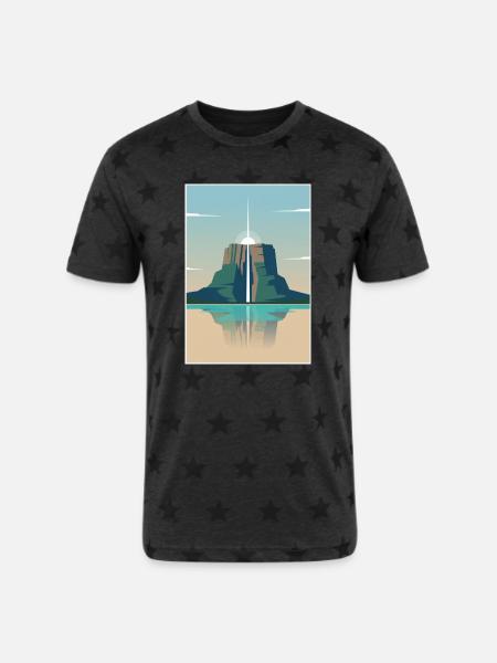 Angel Falls Sunrise - Unisex Adult Star Printed T-Shirt - charcoal star