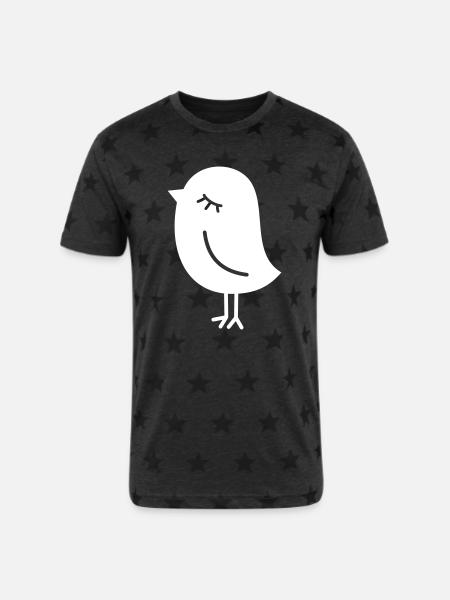 Cute Sparrow Chick – Tweeting Birdie - Unisex Adult Star Printed T-Shirt - charcoal star