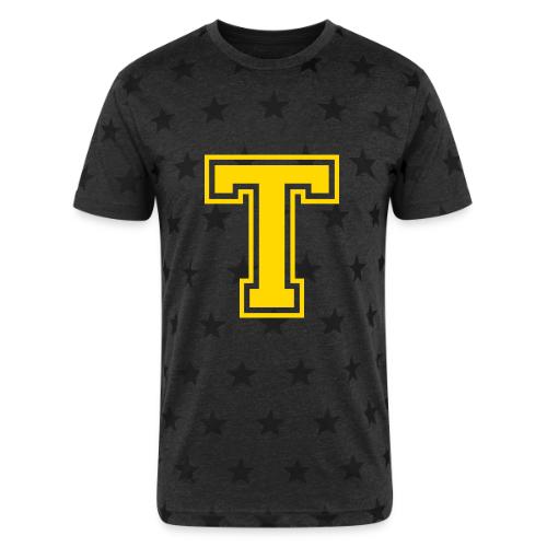 Letter T – Capital Athletic Alphabet Monogram - Unisex Adult Star Printed T-Shirt