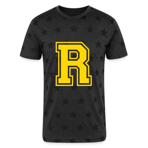 Letter R – Capital Athletic Alphabet Monogram - Unisex Adult Star Printed T-Shirt