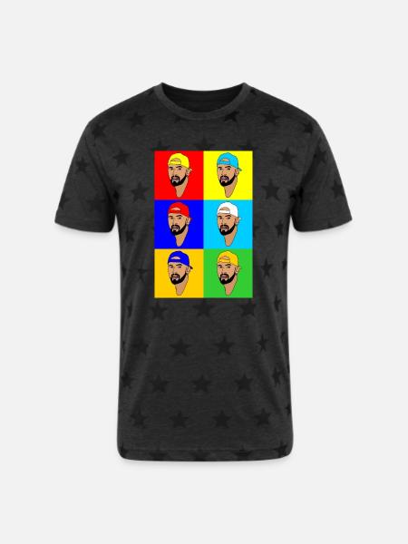 Nick Kyrgios - Unisex Adult Star Printed T-Shirt - charcoal star