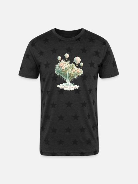 Dream Without Limits Float - Unisex Adult Star Printed T-Shirt - charcoal star