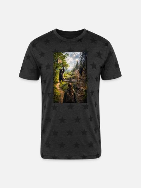 Choose the bear - Unisex Adult Star Printed T-Shirt - charcoal star 