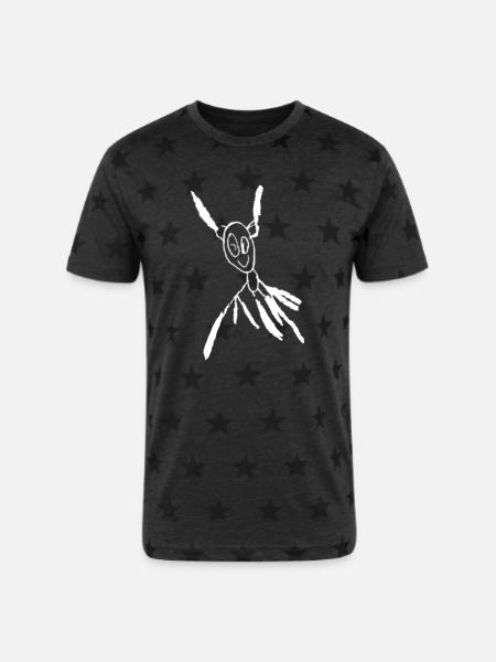 Child's Alien - white - Unisex Adult Star Printed T-Shirt - charcoal star