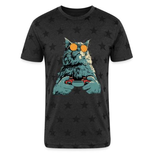 Cat: Fluff Mode On - Unisex Adult Star Printed T-Shirt
