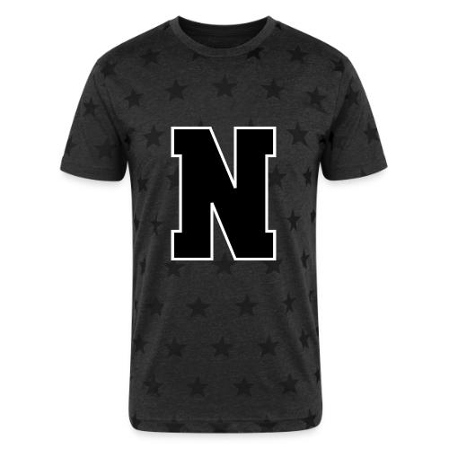 Varsity Letter N Athletic Font Graphic - Unisex Adult Star Printed T-Shirt