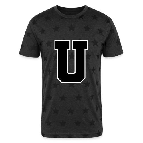 Varsity Letter U Collegiate Monogram - Unisex Adult Star Printed T-Shirt
