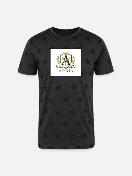 Arain Pride - Premium Punjabi Heritage Graphic - Unisex Adult Star Printed T-Shirt - charcoal star 