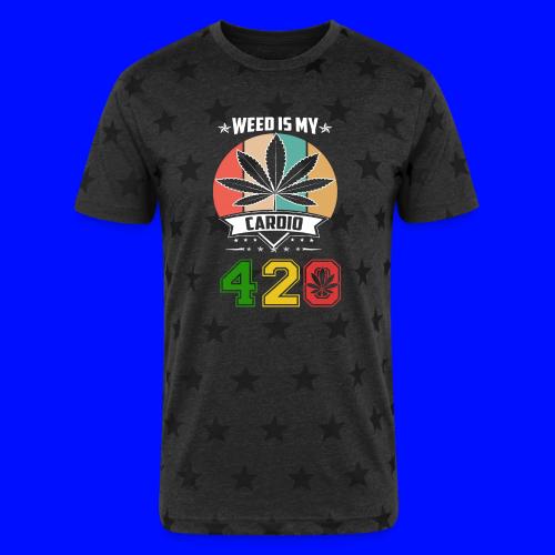 Quick Witted 420 My Cardio Herb Weed Marijuana - Unisex Adult Star Printed T-Shirt