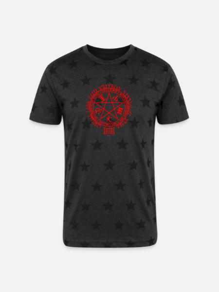 Hellsing Clans - Unisex Adult Star Printed T-Shirt - charcoal star
