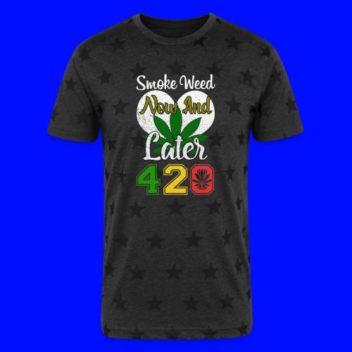 Funny 420 Always Smoking Weed Marijuana Design - Unisex Adult Star Printed T-Shirt