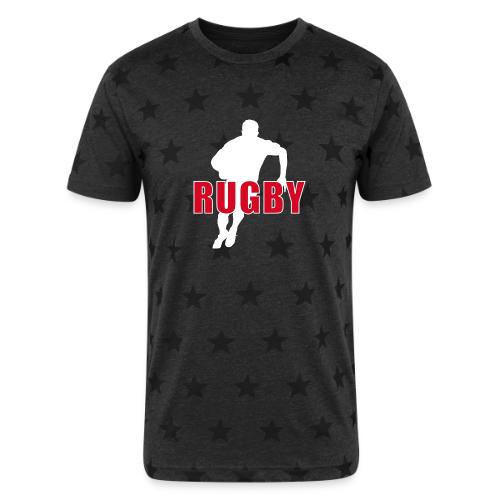 Bold Rugby Action Silhouette - Unisex Adult Star Printed T-Shirt