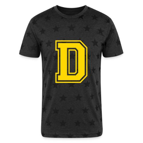 Letter D – Capital Athletic Alphabet Monogram - Unisex Adult Star Printed T-Shirt