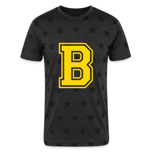 Letter B – Capital Athletic Alphabet Monogram - Unisex Adult Star Printed T-Shirt