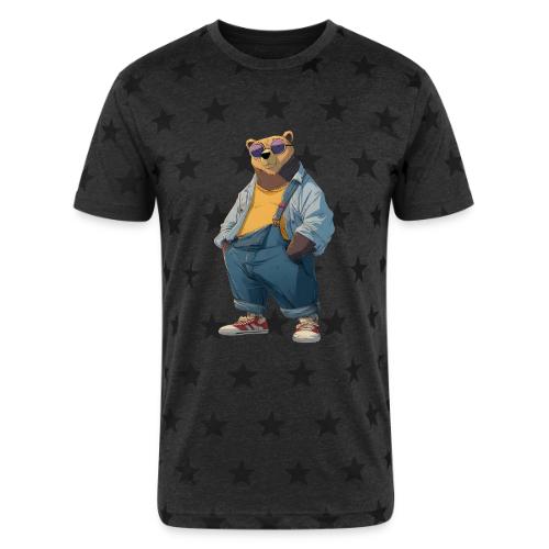 Fashion Streetwear Bear Cartoon Art - Unisex Adult Star Printed T-Shirt