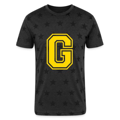 Letter G – Capital Athletic Alphabet Monogram - Unisex Adult Star Printed T-Shirt