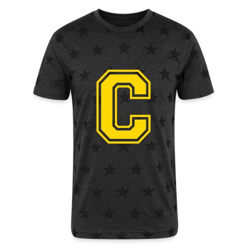 Letter C – Capital Athletic Alphabet Monogram - Unisex Adult Star Printed T-Shirt