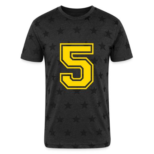 Number 5 in a classic athletic collegiate font - Unisex Adult Star Printed T-Shirt