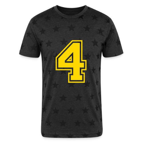 Number 4 in a classic athletic collegiate font - Unisex Adult Star Printed T-Shirt