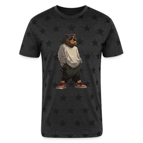 Urban Streetwear Bear Cool Apparel Design - Unisex Adult Star Printed T-Shirt