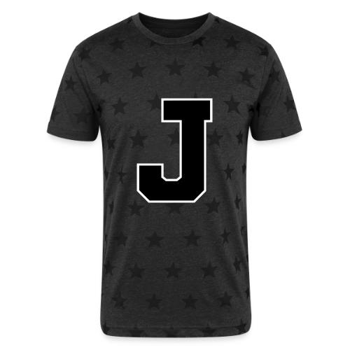 Varsity Letter J Athletic Alphabet Graphic - Unisex Adult Star Printed T-Shirt