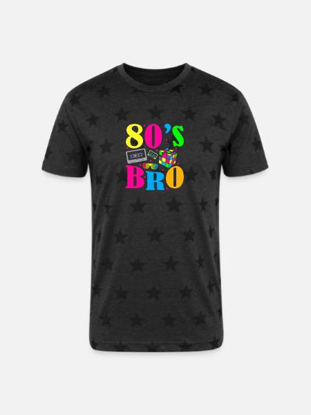 80s bro - Unisex Adult Star Printed T-Shirt - charcoal star