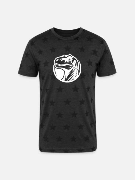 Grinning Raptor Logo Style - Unisex Adult Star Printed T-Shirt - charcoal star
