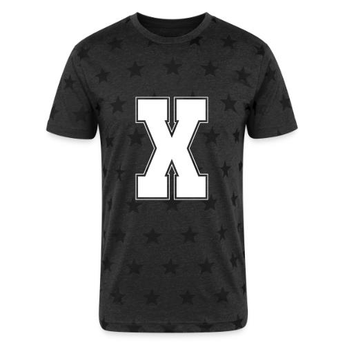 White Letter X – Varsity Alphabet Monogram - Unisex Adult Star Printed T-Shirt