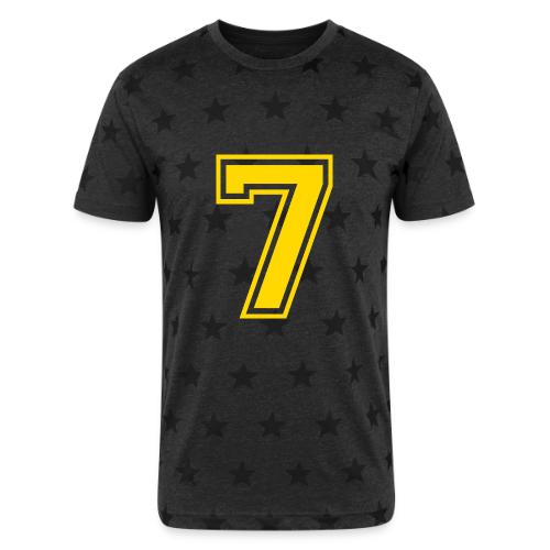 Number 7 in a classic athletic collegiate font - Unisex Adult Star Printed T-Shirt