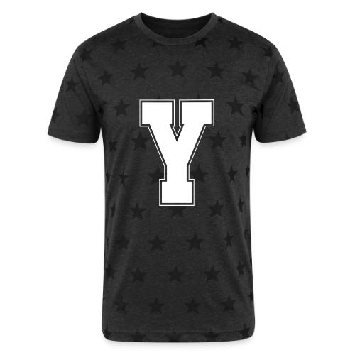 White Letter Y – Varsity Alphabet Monogram - Unisex Adult Star Printed T-Shirt