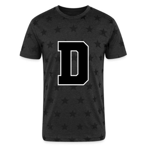 Varsity Letter D Athletic Alphabet Design - Unisex Adult Star Printed T-Shirt