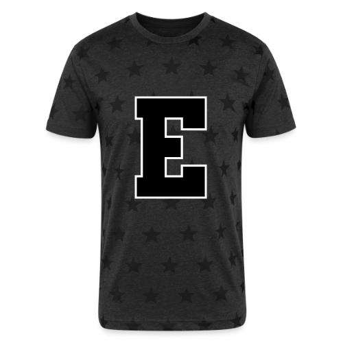 Varsity Letter E Collegiate Font Graphic - Unisex Adult Star Printed T-Shirt