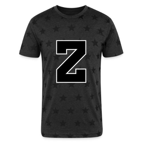 Varsity Letter Z Athletic Font Design - Unisex Adult Star Printed T-Shirt