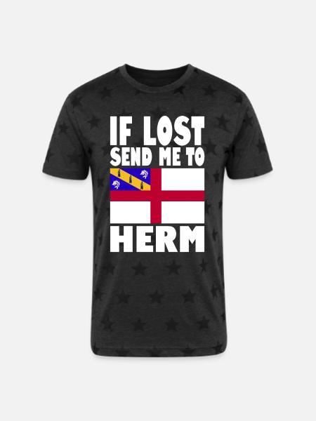 Herm Flag Saying - Unisex Adult Star Printed T-Shirt - charcoal star 