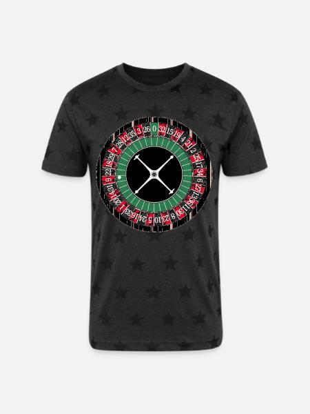 Roulette Wheel - Unisex Adult Star Printed T-Shirt - charcoal star