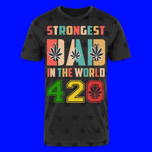 Chucklesome 420 Dad Loves Herb Weed Marijuana - Unisex Adult Star Printed T-Shirt
