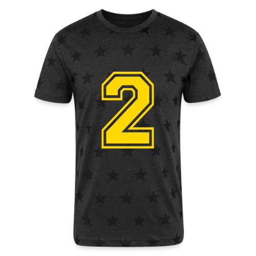 Number 2 in a classic athletic collegiate font - Unisex Adult Star Printed T-Shirt